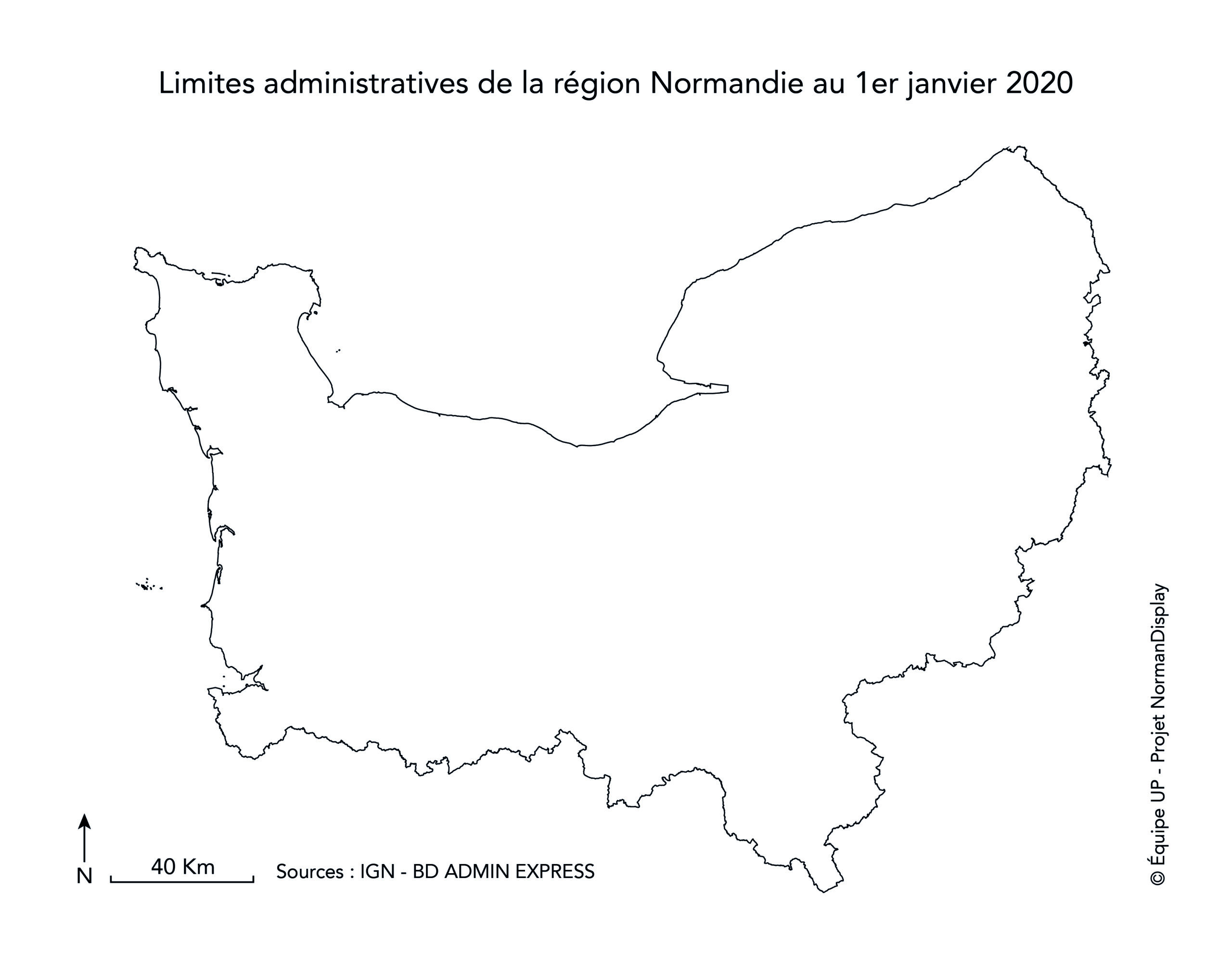 Carte des délimitations de la Région Normandie, 2020